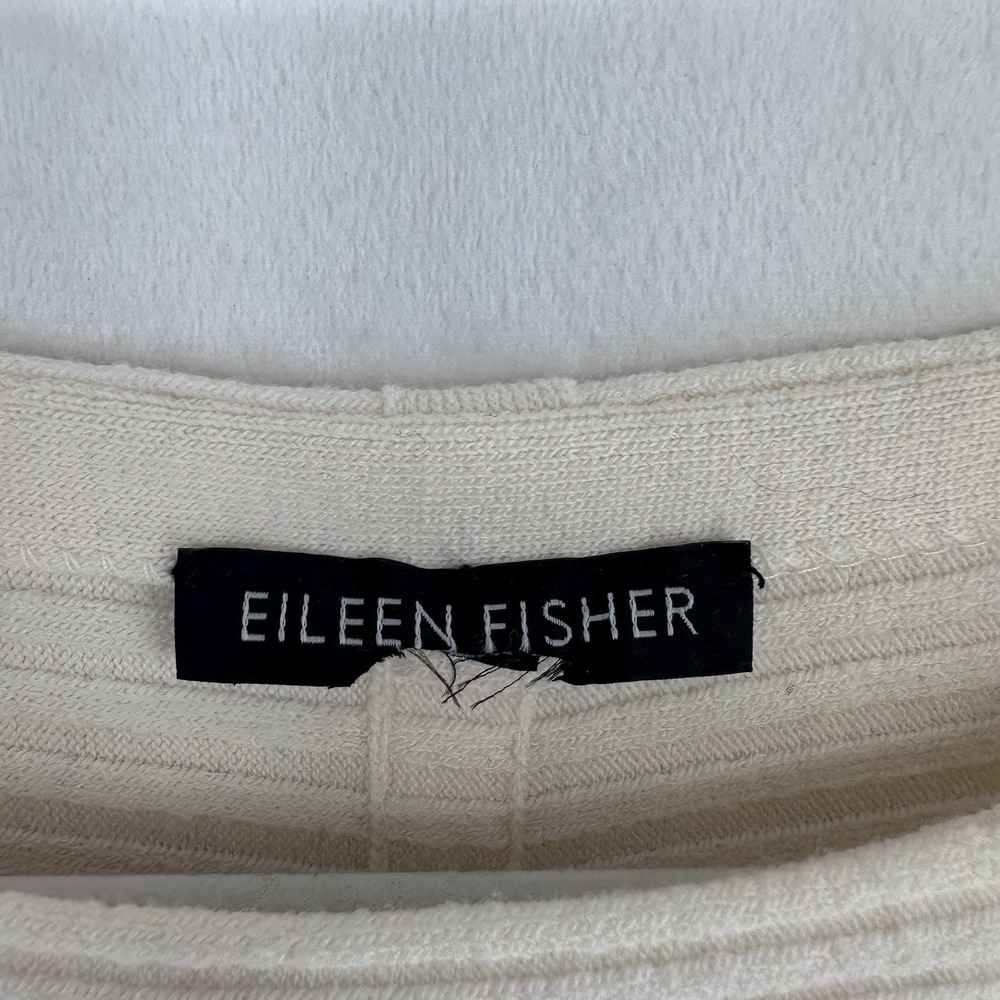 Eileen Fisher Bateau Neck Oversized Sweater Tunic Size Small Cream Wool Blend - Picture 5 of 8